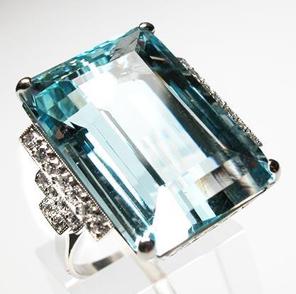 Luxury Natural Aquamarine & Diamond Cocktail Ring photo 1